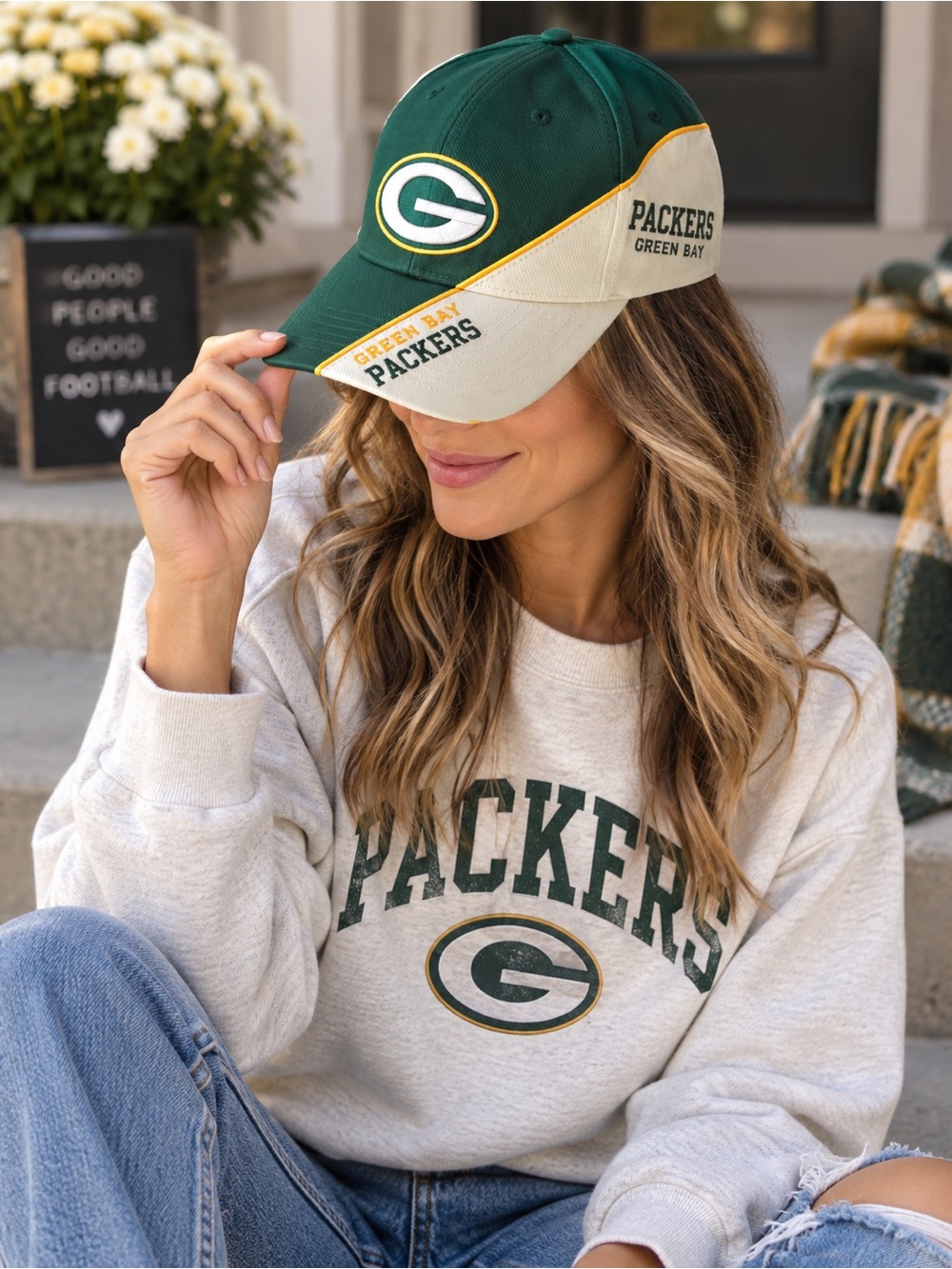 Vintage 90s Green Bay Packers NFL Embroidered Colorblock Hat